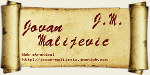 Jovan Malijević vizit kartica
